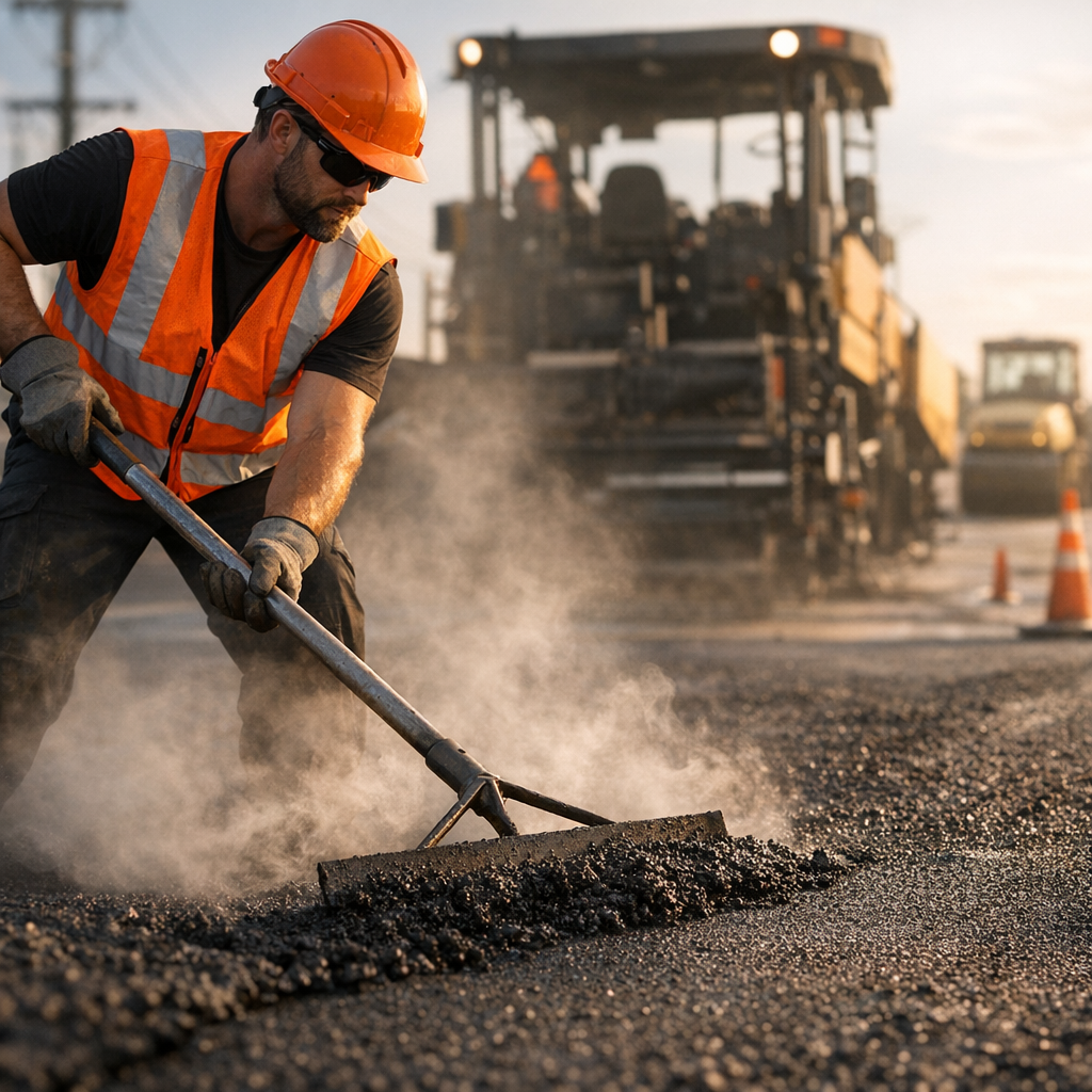 Paving & Asphalt Affiliate Program signup page hero image with commission payouts
